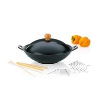 Kela 77943 set wok 5 pièces, fonte, diamètre 36 cm, contenance 4,5 litres, ‘Set wok Asia’, Noir