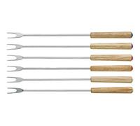 kela Set en Fondue Forks Modessa 6 pièces en Acier Inoxydable/frêne, Argent/Brun, 24,5 x 3 x 3 cm