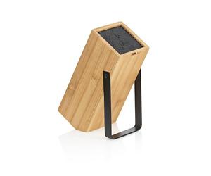 kela Bloc à couteaux sans couteaux KIRIL, porte-couteaux en bambou avec insert en poils, support métallique noir