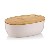 Kela 12061 Boîte à Pain en Plastique, Couvercle en Bambou, 37,5x23x14 cm, 'Namur' Beige