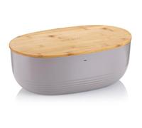 kela Boîte à pain grise avec trous d'aération dans le couvercle en bambou 37,5x23x14cm, Boîte à pain en plastique, NAMUR, boîte de conservation du pain