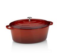 kela Bräter Gusseisen oval 9,3 Liter, Induktion Gussbräter mit Deckel backofengeeignet CALIDO, Gusseisen Topf emailliert