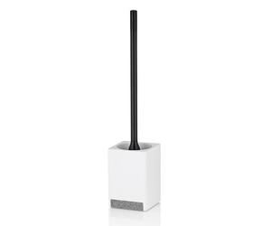 kela Brosse à WC avec réservoir 45,5 cm Cube, Brosse à WC avec tête de Brosse Interchangeable, Ensemble Brosse WC, Manche INOX, Blanc Mat
