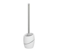 kela Brosse à WC avec réservoir 45 cm Talus, Brosse à WC avec tête de Brosse Interchangeable, Aspect Pierre Naturelle, Ensemble Brosse WC, Manche INOX, Blanc