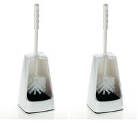 kela Brosse à WC avec réservoir Semi-Ouvert, 38 cm, Brosse pour Toilettes, Ensemble Brosse WC Levin, Blanc (Lot de 2)