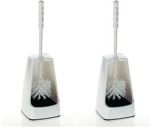 kela Brosse à WC avec réservoir Semi-Ouvert, 38 cm, Brosse pour Toilettes, Ensemble Brosse WC Levin, Blanc (Lot de 2)