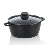 kela Casserole à viande 24 cm avec couvercle en verre ATURA, Grand faitout 3,2 litres, Casserole à induction, fonte d'aluminium à revêtement céramique, sans PFAS, noir