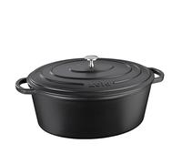 kela Cocotte en fonte ovale 9,3 litres, Dutch Oven CALIDO, Cuve en fonte à induction avec couvercle, émaillée, noire