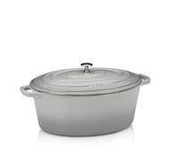 Kela Cocotte ovale CALIDO 9,3 L – fonte émaillée pour induction avec couvercle, gris clair