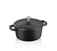 kela Cocotte en fonte ronde 2,5 litres, Dutch Oven CALIDO, Induktion Gussbräter mit Deckel, Gusseisen Topf Brot backen, emailliert, schwarz
