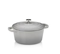 kela Cocotte en fonte ronde 3,8 litres, Dutch Oven CALIDO, Induktion Gussbräter mit Deckel, Gusseisen Topf Brot backen, emailliert, hellgrau