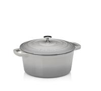 kela Cocotte en fonte ronde 4,6 litres, Dutch Oven CALIDO, Cuve en fonte à induction avec couvercle, émaillée, gris clair