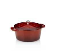 Kela 11948 Cocotte en Fonte Emaillée Ronde, Diamètre 26 cm, 5 litres, Rouge Calido