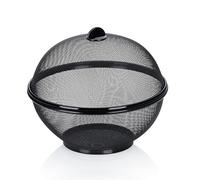 kela COMO Corbeille à fruits avec moustiquaire 26,5 cm Couvercle pour aliments Corbeille à fruits avec couvercle en métal Noir