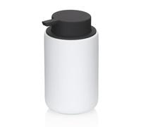 kela Distributeur de Savon Sana, 300 ML, Ø 9 cm, céramique, Blanc, Surface caoutchoutée, avec tête de Pompe Noire, 23947