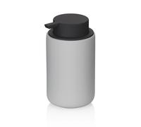 kela Distributeur de Savon Sana, 300 ML, Ø 9 cm, céramique, Gris Clair, Surface caoutchoutée, avec tête de Pompe Noire, 23955