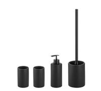 kela Ensemble de Salle de Bain 4 pièces MATSI, céramique, gobelet, Porte-brosses à Dents, Distributeur de Savon 300 ML, Brosse WC avec récipient, Accessoires de Salle de Bain Noirs