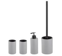 kela Ensemble de Salle de Bain 4 pièces MATSI, céramique, gobelet, Porte-brosses à Dents, Distributeur de Savon 300 ML, Brosse WC avec récipient, Accessoires de Salle de Bain Gris
