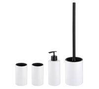 kela Ensemble de Salle de Bain 4 pièces MATSI, céramique, gobelet, Porte-brosses à Dents, Distributeur de Savon 300 ML, Brosse WC avec récipient, Accessoires de Salle de Bain Blancs