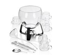 Kela Feuerzangenbowle Set 11 pièces Juntos, Bowleset avec Bol en Verre de 3,5l, 6 Verres, Pince à Sucre, louche, Convient Aussi pour Le bowle d'été & Le vin Chaud