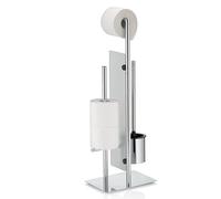 kela Garniture de WC avec Distributeur de Papier Toilette et Porte-Rouleau de Rechange 71cm, Brosse pour WC avec Support de Brosse de WC Ouvert, Disque de séparation Style, métal Brillant
