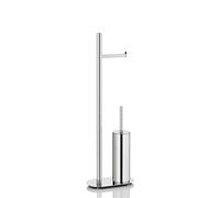 kela Garniture de WC avec Support de Papier Toilette et Porte-Brosse 76,5cm, Brosse de WC avec Porte-Brosse de WC fermé LUCIDO, Acier Inoxydable Brillant