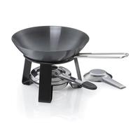kela Mini Wok Joy, Ø 18 cm, 0,35 L, Acier, noir, avec Réchaud et Brûleur à Pâte, sans PFAS, 10059