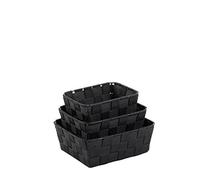 Kela Lot de 3 Corbeilles de rangement, Alvaro, Rubans de fibres plastiques, Tailles variées, 323029, Noir