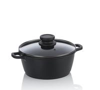 kela Marmite à viande 20 cm avec couvercle en verre ATURA, petite marmite 1,7 litre, marmite à induction, fonte d'aluminium à revêtement céramique, sans PFAS, noir