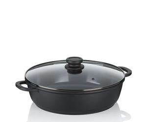 kela Mijoteuse 32 cm bord haut ATURA, Poêle à servir à induction avec couvercle 5 L, Fonte d'aluminium à revêtement céramique, Poêle à paella, sans PFAS
