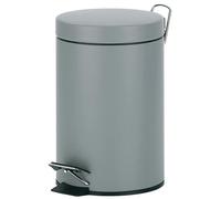 Kela Poubelle Monaco, 3 L à pédale en métal, seau intérieur et anse, gris clair mat