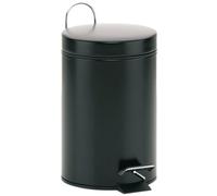 Kela Poubelle de salle de bain MONACO – 3 L, métal, pédale, seau intérieur, anse – noire mate