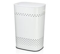 kela Siège-panier à linge avec couvercle, collecteur de linge avec bonne circulation de l'air, bac à linge 39,5 x 29,5 x 57,5 cm, MALAGA, panier métallique blanc