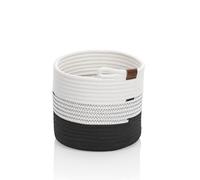 kela Panier de Rangement Ø 23 x 20 cm Hedda, Panier en Coton tressé, Panier en Corde pour Jouets, Pot de Fleurs, Blanc-Noir