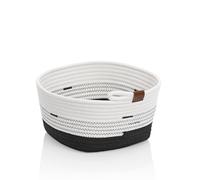 kela Panier de Rangement Ø 28 x 15 cm Hedda, Panier en Coton tressé, Panier en Corde pour Jouets, Jouets pour Chiens, Blanc-Noir