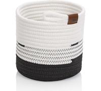 KELA Panier Hedda 18 cm mélange coton/polyester blanc/noir KL-24454