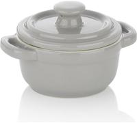 KELA Plat de service et de cuisson Malin en céramique gris clair avec couvercle 8,0 cm 10,0 cm