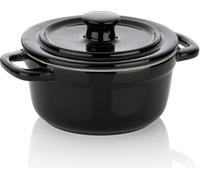 KELA Plat de service et de cuisson Malin en céramique noire avec couvercle 9,5 cm 14,0 cm