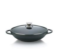 Kela Poêle à wok KERROS 32 cm 4l - fonte d'aluminium revêtue, induction, couvercle verre bouton inox