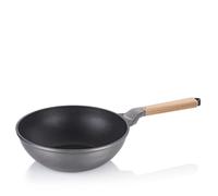 kela Fonte d'aluminium Wok 30 cm VITANA, 5L poêle à wok à induction en matériau recyclé, poignée en bois de hêtre, résistant à la chaleur jusqu'à 180°C