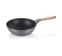 kela Fonte d'aluminium Wok 30 cm VITANA, 5L poêle à wok à induction en matériau recyclé, poignée en bois de hêtre, résistant à la chaleur jusqu'à 180°C