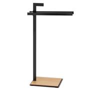 Kela Porte-Serviettes 2 Barres, Oak, Métal Noir et Bois de Chêne, 39,5x82,5 cm, 24261