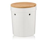 Kela Pot de pommes de terre Céramique blanc 23cm Couvercle en bambou hauteur 20cm Salena 12068