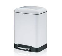 kela Poubelle à pédale 6l, poubelle cosmétique avec couvercle Silent-Close, abaissement automatique DAVINO, poubelle de salle de bain en métal avec seau intérieur, blanc brillant