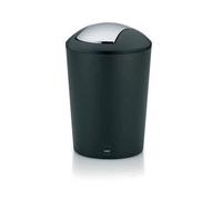 kela Seau à couvercle basculant noir, seau à cosmétique 5l avec couvercle basculant, plastique, MARTA, poubelle salle de bains noir mat