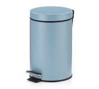 kela Seau à cosmétique bleu 3l, poubelle à pédale en métal pour la salle de bain, poubelle de salle de bain avec seau intérieur et anse, MONACO, bleu givre mat
