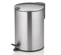 kela Seau à cosmétiques 3l argent mat, couvercle silent-close, poubelle à pédale en inox salle de bains MATS, poubelle de salle de bains avec seau intérieur et anse de transport