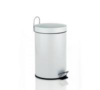 kela Seau à cosmétique blanc 3l, poubelle à pédale en métal pour salle de bain, poubelle de salle de bain avec seau intérieur et anse, MONACO, blanc mat