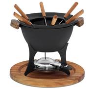 kela Set à Fondue à la Viande 11pcs, Fondue en Fonte pour 6 Personnes Country, Set à Fondue avec Support de pâte à brûler, fourchettes, Support de fourchettes