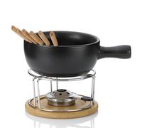 kela Set à Fondue au Fromage 10 pièces, Fondue en céramique pour 6 Personnes Natura, Set à Fondue au Fromage avec Support de pâte à brûler, fourchettes, Support de fourchettes